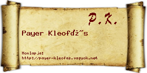 Payer Kleofás névjegykártya