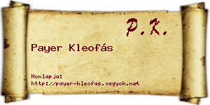 Payer Kleofás névjegykártya